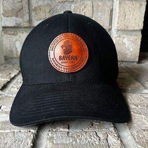 Pacific HeadWear BAYERN German Brewery Black Baseball Hat Cap Leather Patch‎
